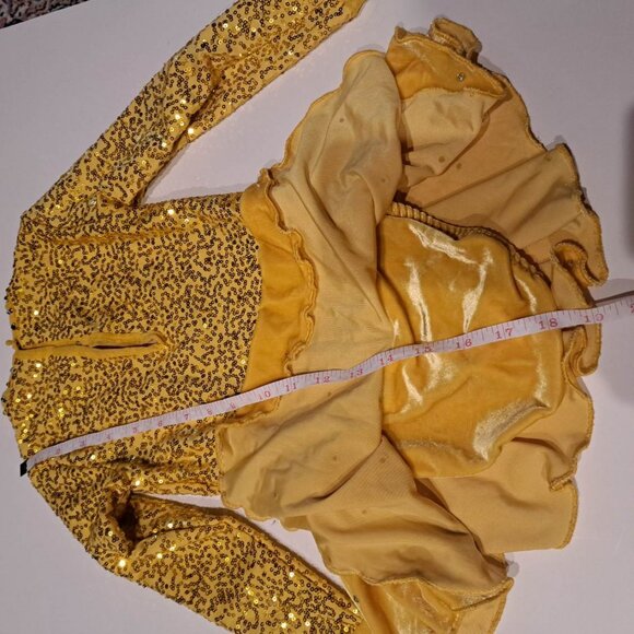 Yellow custom made figure skating competition dress size 4-6 skate - Picture 4 of 4